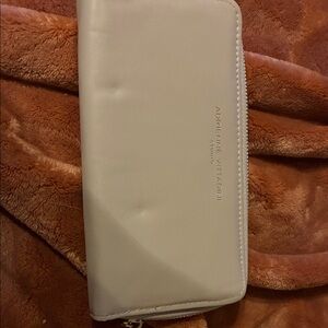 Adrienne Vittadini Cream Zip-Around Wallet with Gold Hardware
